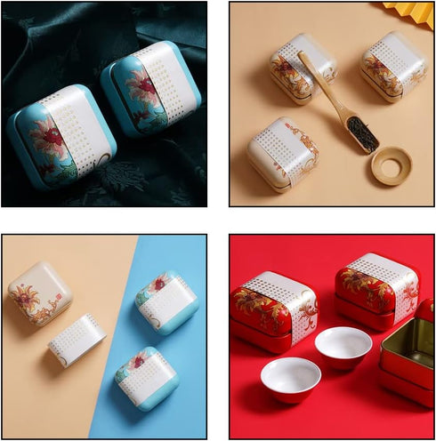 3 Pcs Mini Tea Storage Box, Rustproof Square Canister for Coffee, Tea, Crafts, Snacks, Candy, and Tea