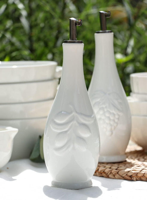 16oz Set 2, 500ml HOMBENE Porcelain Oil and Vinegar Dispenser, Oil Dispenser for Kitchen, Leakproof Oil Containers