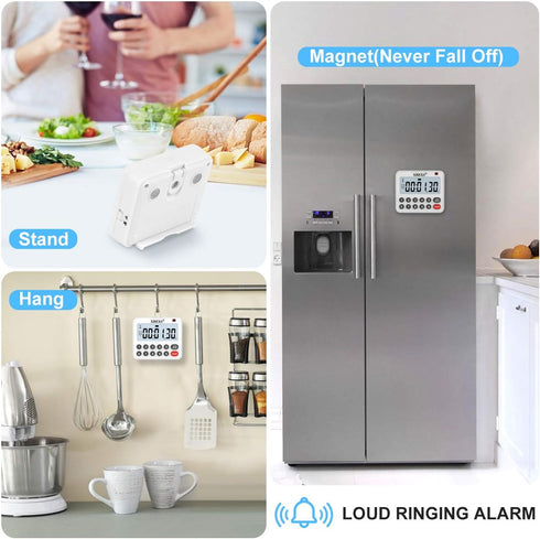 XREXS Digital Kitchen Timer, Magnetic Countdown Timer with Loud Alarm and Mute Option, Large Display