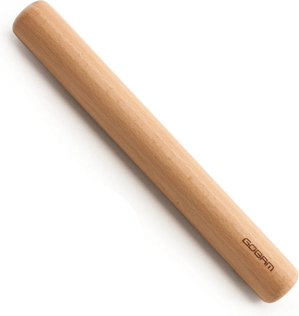 GOBAM Wood Rolling Pin - Medium Dough Roller for Pasta, Cookies, Pizza, 13 x 1.38 Inches