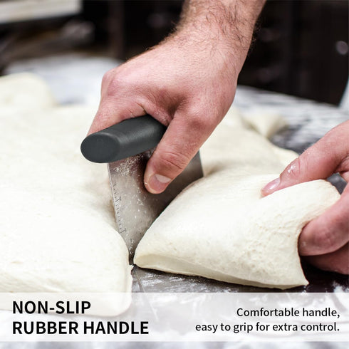Stainless Steel Dough Bench Scraper & Chopper, Black Pastry Cutter for Kitchen, 1 Pack