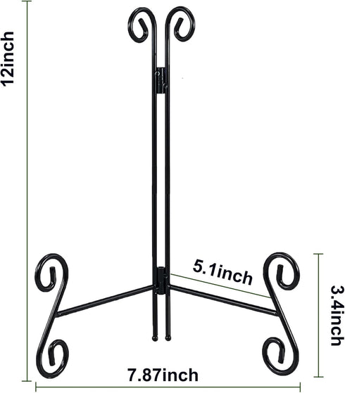 Plate Stand, 12 Inch Plate Holder Display Stand, 2 Pack, Black Metal Picture Stand for Home Office Exhibition