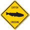 PetKa Signs and Graphics "Catfish Crossing" Aluminum Sign, 10" x 10", Black on Yellow, Model PKAC-0014-NA