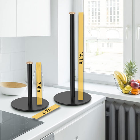 ZMGNND Adjustable Paper Towel Holder for Countertop, Matte Black Bathroom Dispenser Holds 3 Rolls