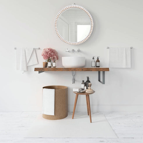 17-Inch Boho Rattan Wall Mirror for Home Decor