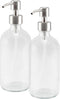 Cornucopia Brands 16-Ounce Clear Glass Bottles with Stainless Steel Pumps (2 Pack) - Great for Liquid Soaps & Essential