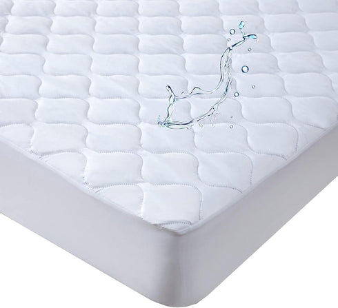 Waterproof Full Mattress Protector Pad 54x72 for Pull Out Sofa Bed, Quilted Fitted Cover up to 8 Inch Deep, White