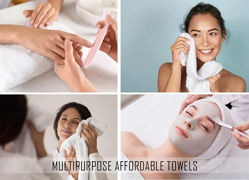 12 Pack 100% 20x40 Inches, Commercial White Cotton Bath Towels, Lightweight, Quick Drying, Grade, Gym, Salon, Spa