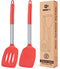Pack of 2 Silicone Solid Turner, Non Stick Slotted Kitchen Spatulas, High Heat Resistant BPA Free (Red)