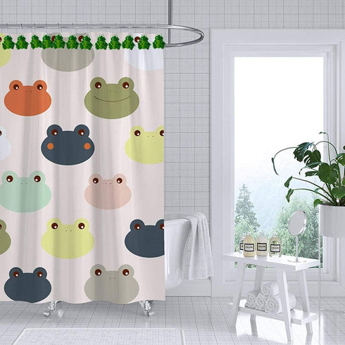 CHICTIE Frog Shower Curtain Hooks, Set of 12 Green Decorative Stainless Steel Rustproof Rings
