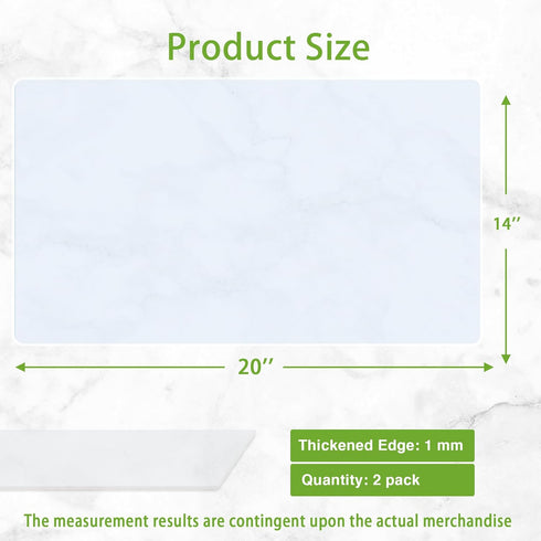 Large Clear Silicone Mats for Kitchen Counter, 14” x 20” Non-slip Waterproof Countertop Protector Liner (2/Pack)
