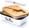 AISBUGUR Metal Butter Keeper with Lid, Large White Butter Dish for Countertop, Stainless Steel Knife, Kitchen Gift