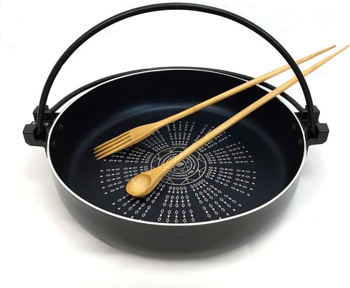 JapanBargain 3789 Bamboo Cooking Chopsticks with Spoon and Fork, 3-in-1 Cooking Utensil for Deep Frying