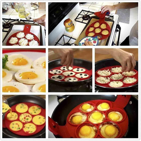 Flip N Cook Silicone Pancake Mold, Flip'n'cook Pancake Maker (Red-Round)