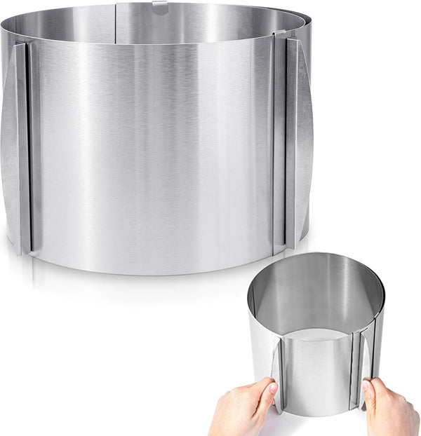 Hushee Cake Mold 6 to 12'' Adjustable Cake Ring, Round Stainless Steel Baking Supplies, 5.91 Inch