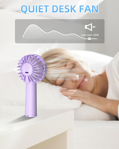 Mini Portable Fan, Small Handheld USB Rechargeable Fan with 3 Speeds, Battery Operated Personal Fan for Travel Office