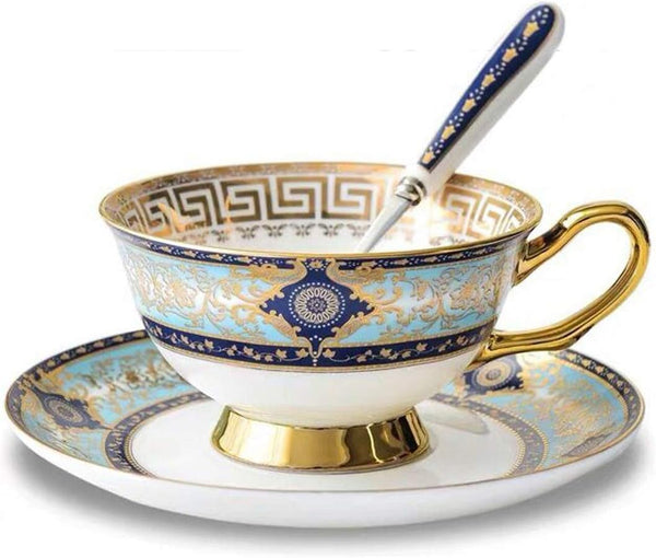 YBK Tech Euro Style Bone China Cup & Saucer Set, Ceramic Tea Coffee Cup for Home Kitchen