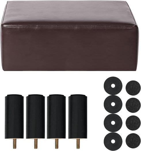 Compact Faux Leather Footrest Ottoman - Brown Small Stool