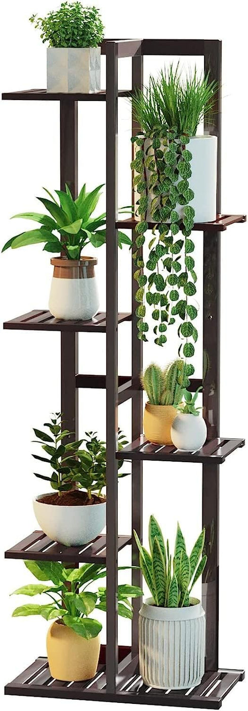 DolceLuna Plant Stand Indoor 6 Tier, Bamboo Plant Shelf Corner Display Rack,