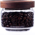 Glass Coffee Containers, 8.5 FL OZ/250 ml Kitchen Food Storage Canister with Sealed Wooden Lid, BPA-Free Clear Glass Jar