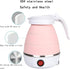 Travel Kettle Electric Small Foldable Portable Kettle, Silicone Collapsible Heating Water Boiler Tea Pot for Camping,