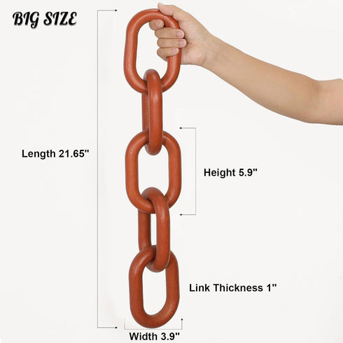 5-Link HMASYO Brown Wood Chain Link Decor, Wooden Decorative Chain Home Decor Accents, Coffee Table Decor, Shelf Decor