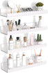Acrylic Floating Shelves, 4 Pack 12 Inch Glossy White Scalloped Edge Wall
