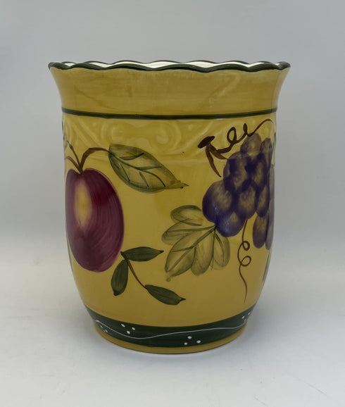 ACK Tuscany Mixed Fruit Hand Painted Ceramic Utensil Holder, Model 88439