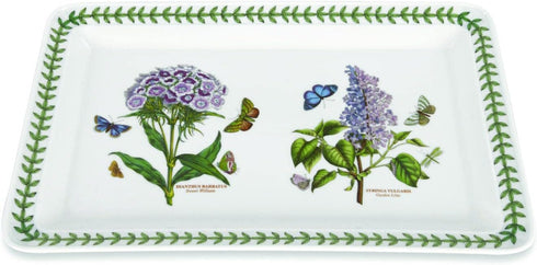 Portmeirion Botanic Garden Rectangular Tray, 14.5"x7", Assorted Floral Motifs, Fine Porcelain, Stylish Serveware