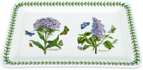 Portmeirion Botanic Garden Rectangular Tray, 14.5"x7", Assorted Floral Motifs, Fine Porcelain, Stylish Serveware