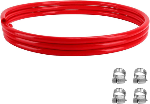 Beer CO2 Gas Line Kit - 10ft PVC Tubing Hose & 4PCS Stainless Steel Hose Clamps for 5/16’’ Barb Ball Lock
