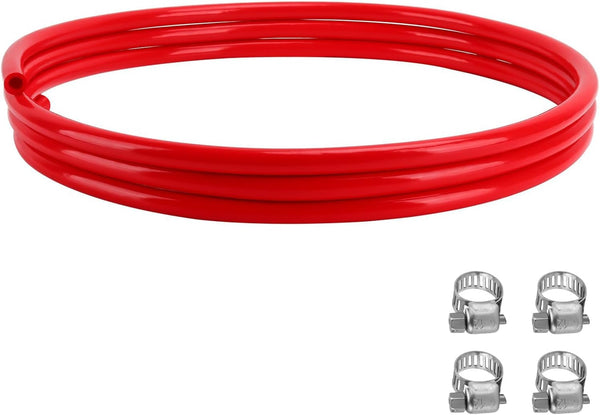 Beer CO2 Gas Line Kit - 10ft PVC Tubing Hose & 4PCS Stainless Steel Hose Clamps for 5/16’’ Barb Ball Lock