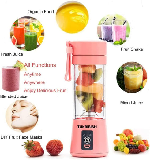 Portable Blender, Personal Size for Shakes and Smoothies, USB Rechargeable Mini Travel Fruit Juicer Cup Mixer, 13oz
