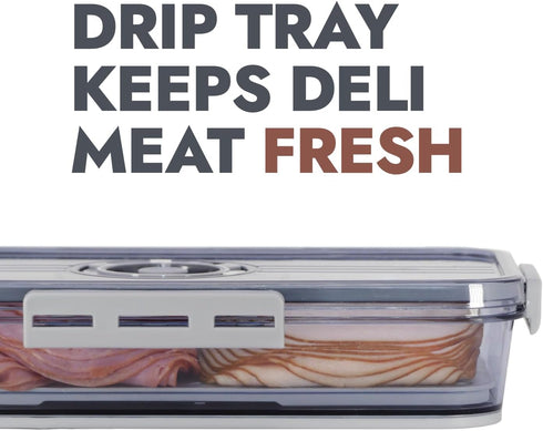 Deli Keeper with Airtight Lid & Drip Tray, Food Storage Container for Freshness and Organization