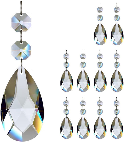 10pcs 63mm Teardrop Chandelier Crystals, Clear Crystal Chandelier Prisms Pendants Parts Beads,