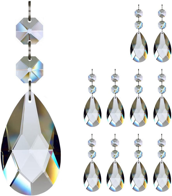 10pcs 63mm Teardrop Chandelier Crystals, Clear Crystal Chandelier Prisms Pendants Parts Beads,