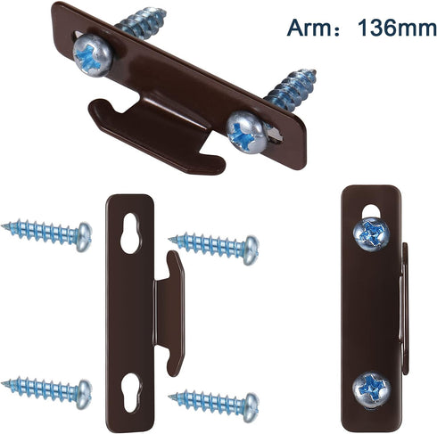 Sratte Curtain Rod Bracket, Single Bracket Curtain Hardware with Screws for Kitchen Accessories Supply (Coffee, 20 Pcs)