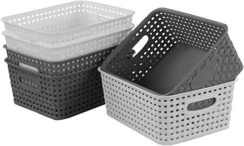 Idomy 6-Pack Plastic Storage Bins, Rectangle