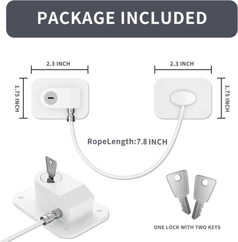 Refrigerator Lock 2 Packs, Easy to Use Fridge Locks with Key, Silicone Wire Protection for Kids
