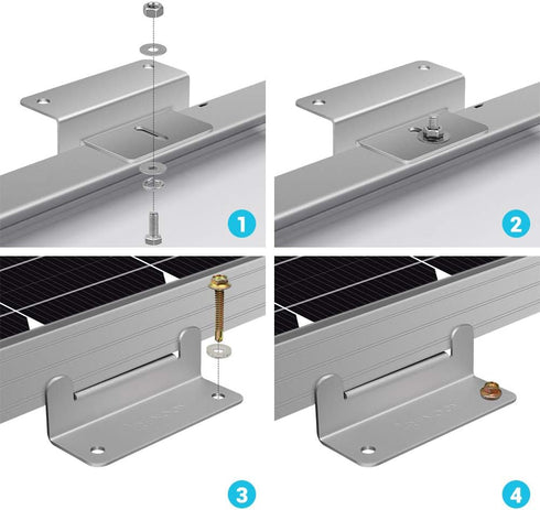2 Sets 2 Count Renogy Solar Panel Mounting Z Brackets Lightweight Aluminum Corrosion-Free Construction for RVs