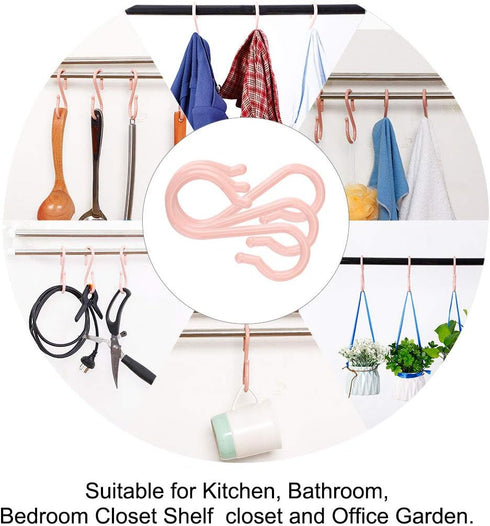 uxcell 16 Pack S Shaped Hooks, Plastic Hanger for Kitchen Bathroom Closet, Holder for Pots, Pans, Cups, Utensils