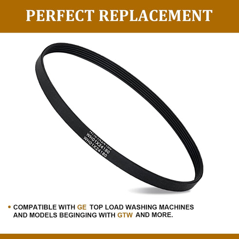 WH01X24180 Washer Drive Belt for GE Clothes Washing Machine, Replacement Parts AP6024314, 4455970, PS11736832