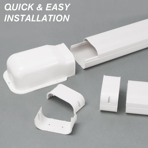 BEWAVE 9 Ft AC Line Cover Kit - 4" W Decorative PVC Tubing for Mini Split Air Conditioners and Heat Pumps
