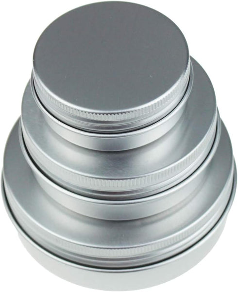 LJY 36 Pieces Round Aluminum Cans with Screw Lid, Metal Tins Jars, Empty Slip Slide Containers, Mixed Sizes