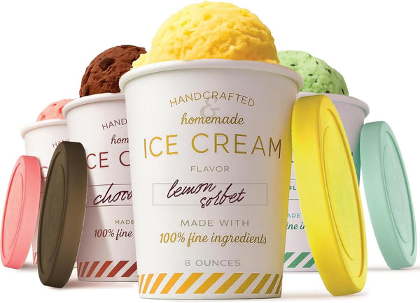 Stock Your Home 8oz Ice Cream Containers with Airtight Silicone Lids (4-Pack)