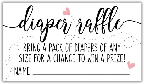 50 Sweet Heart Diaper Raffle Tickets for Gender Neutral Baby Shower Game