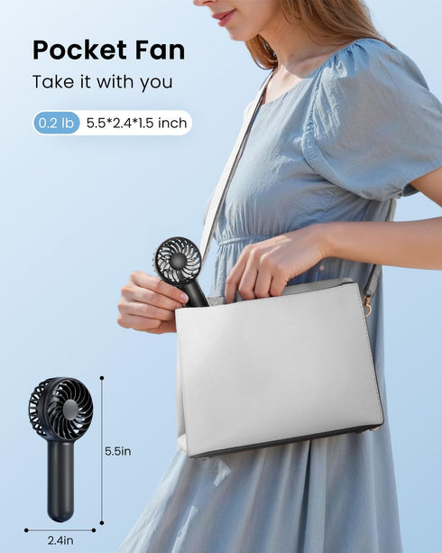 Gaiatop Mini Portable Fan, 3 Speed Handheld Fan, 2000mAh USB Rechargeable Small Fan for Makeup Travel