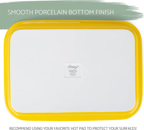 Elanze Designs Large 13 Inch Stoneware Baking Dish with Stainless Steel Rack, Yellow