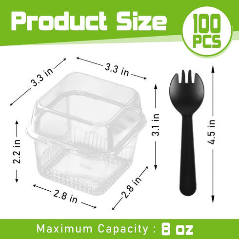 200 Pack 8 oz Plastic Dessert Cups with Lids and Forks, Disposable Cupcake Ice Cream Bowls Tiramisu Containers