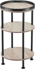 Small Round Side Table for Small Spaces - 3-Tier Modern Accent Table, Slim End Table for Living Room, Bedroom (Oak)